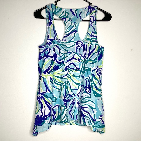 < Lilly Pulitzer Floral/Bird Print Racerback Tank Top > - Picture 5 of 5